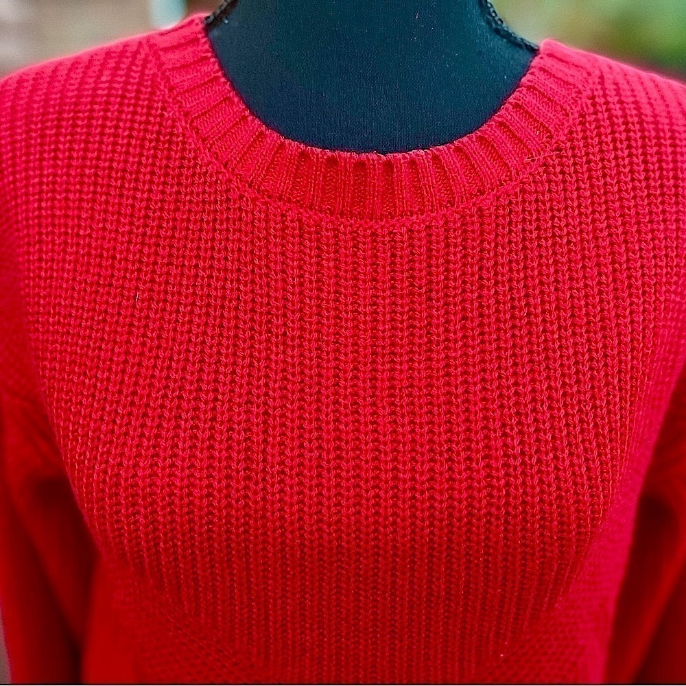89th and Madison Red Chunky Knit Sweater Small